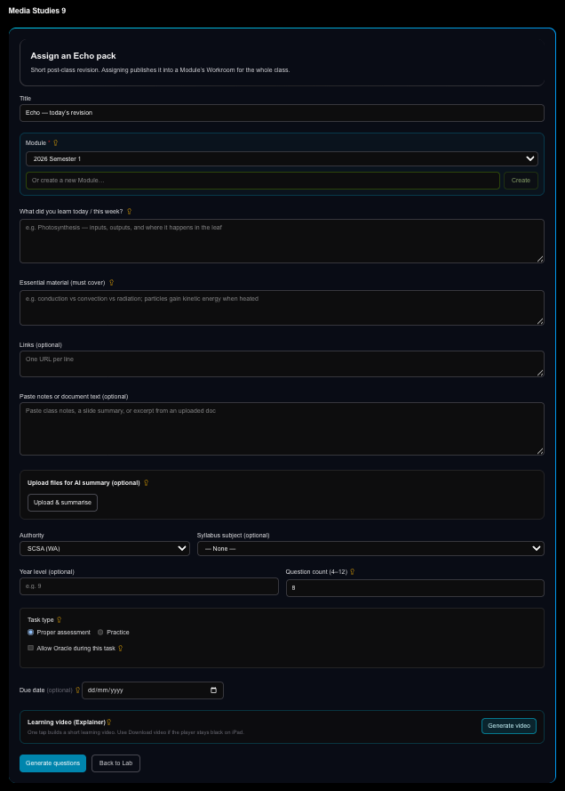 Assign an Echo pack form